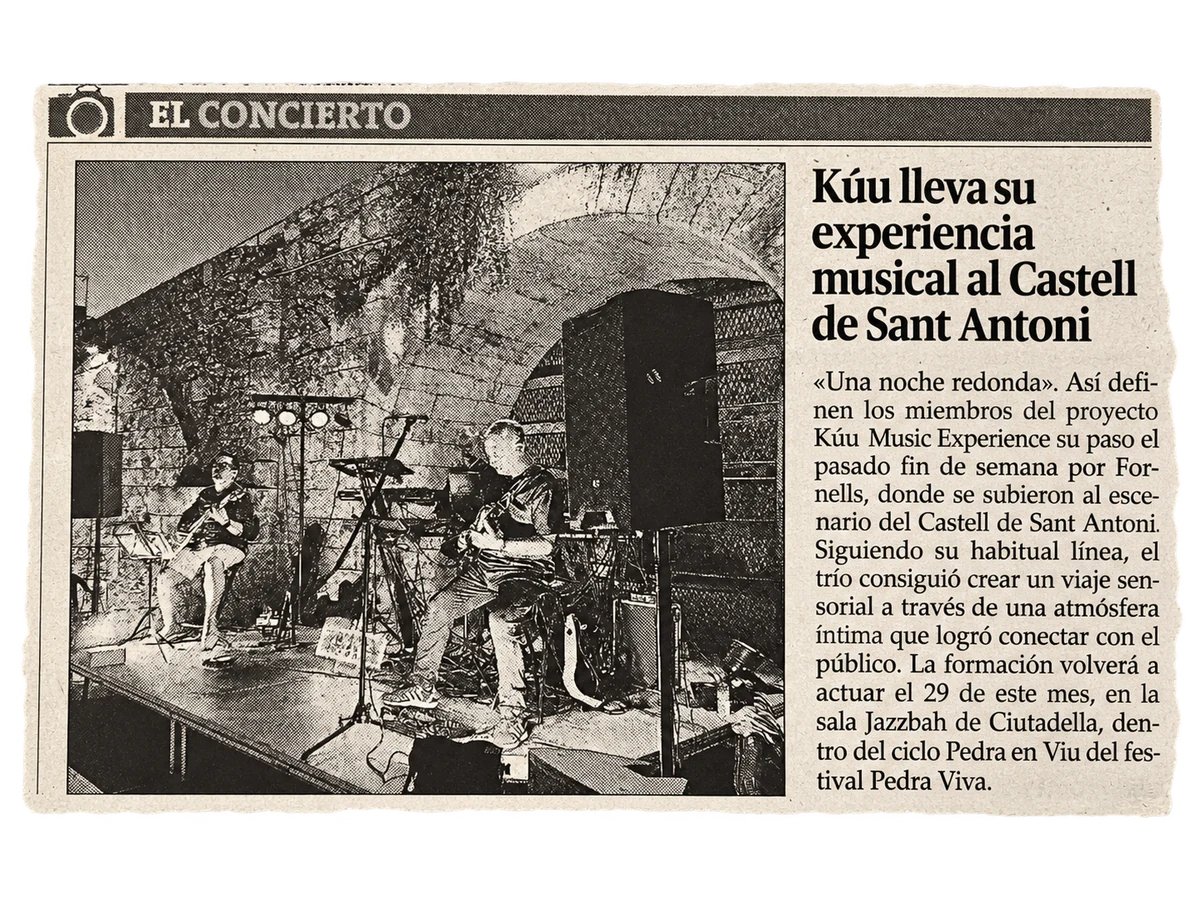 Recorte de prensa sobre el concierto de Kúu Music Experience en el Castell de Sant Antoni